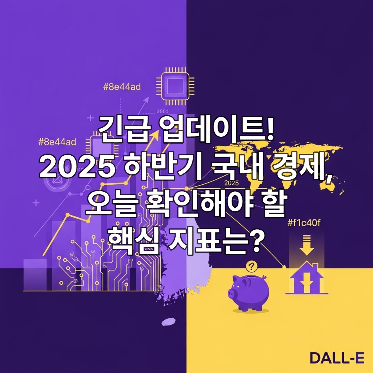 2025년 하반기 국내 경제 전망을 시각화한 이미지: 수출 성장과 함께 금리, 물가, 부동산 등 불확실성을 나타내는 경제 지표들