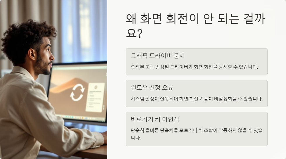 윈도우11에서 화면 회전이 안될 때 해결하는 법