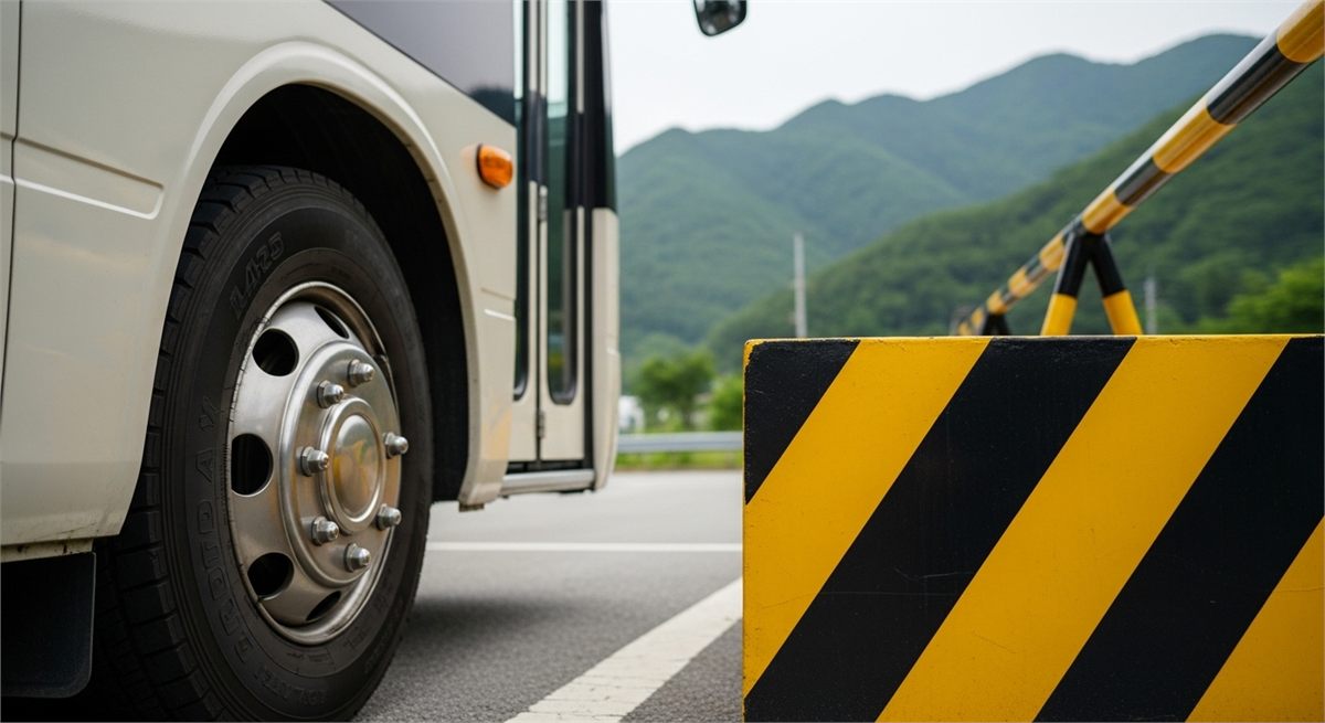 셔틀버스와 주차 이동 동선을 보여주는 현장 디테일