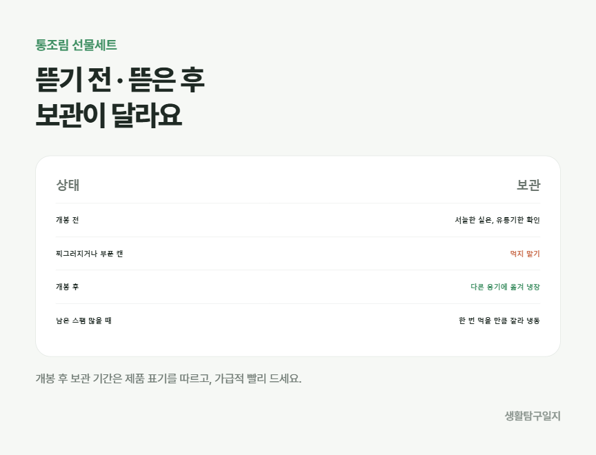 통조림 선물세트 보관법