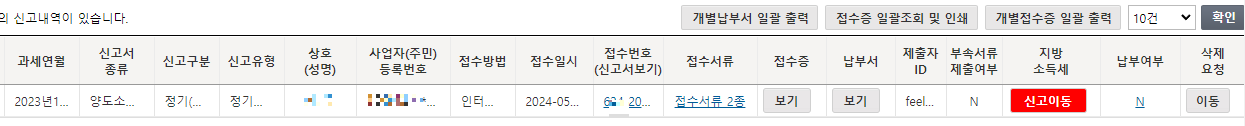 양도소득세 신고내역