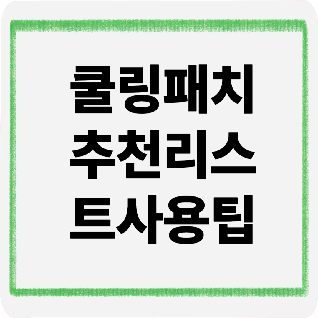 쿨링패치추천리스트사용팁