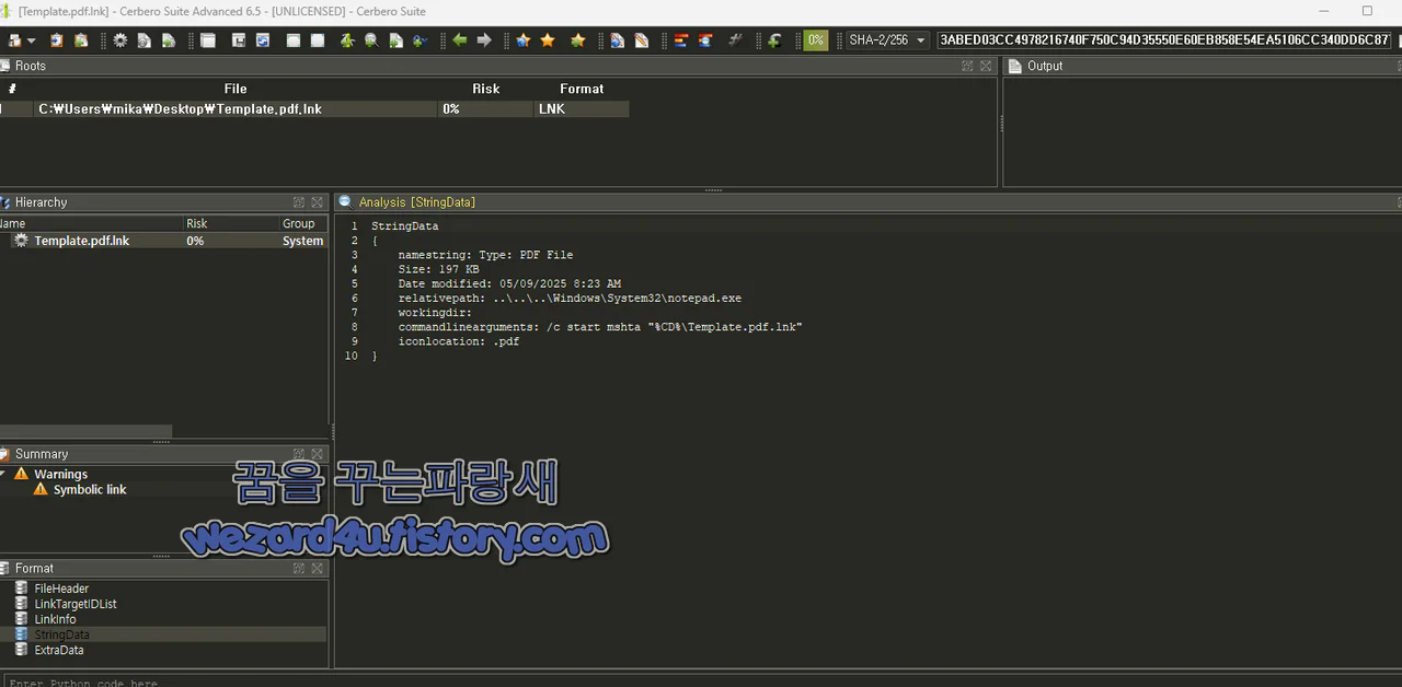 Template 악성코드에 포함된 내용
