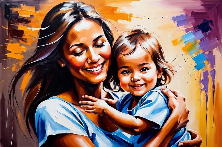 환하게 웃고 있는 엄마와 아기