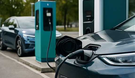 전기차가 충전하는 모습