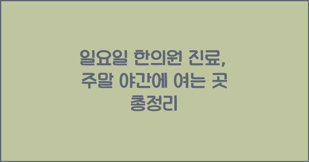 일요일 한의원 진료 주말 휴일 야간 여는 곳