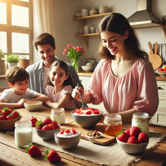 딸기,요거트,견과류,한라봉,꿀,유자차,금귤,키위,샐러드.,사과