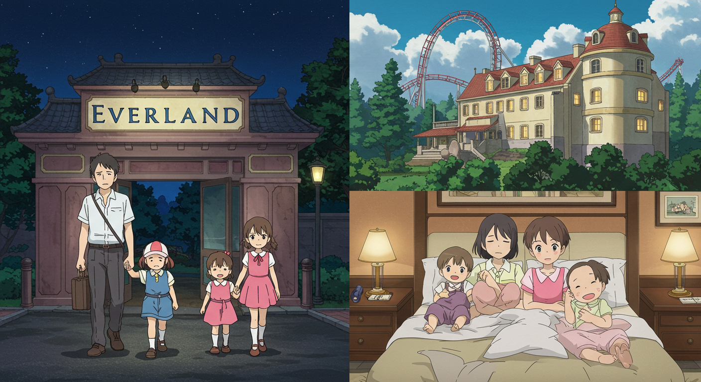 에버랜드 당일치기와 숙박 여행 비교 장면