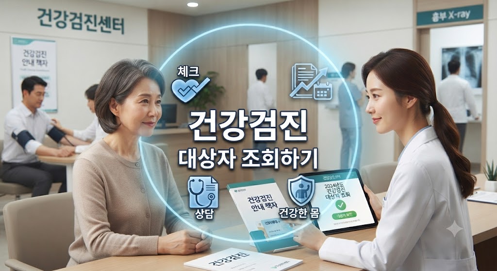 올해 건강검진 대상자인 중년이 건강검진하러 기관에 온 모습