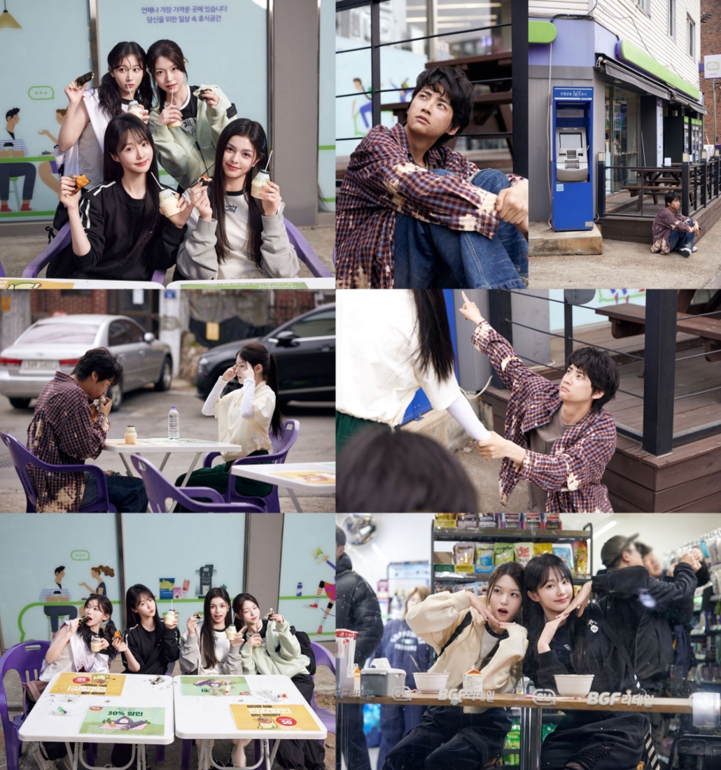 편의점 앞 이썬과 이리온 멤버들의 최애 데뷔 공식 사진 모음