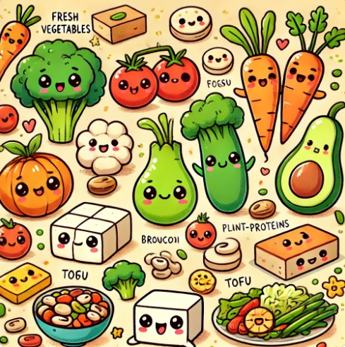 비건 식재료를 표현한 이미지