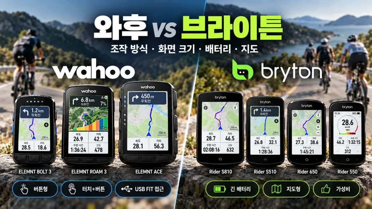 와후 엘리먼트 볼트3 로암3 에이스와 브라이튼 라이더 S810 S510 650 550 비교