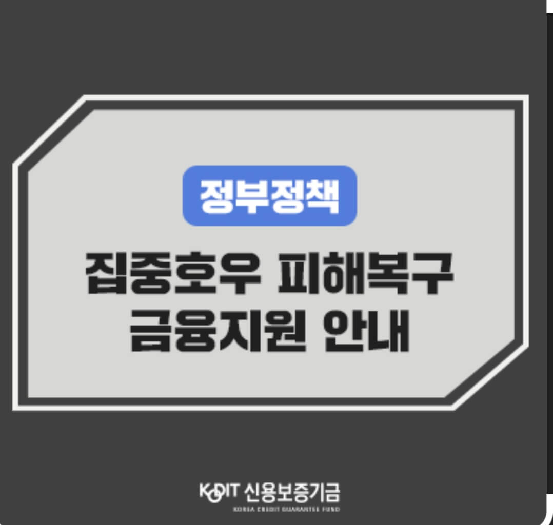 수해지역 가계 중소기업 피해 복구 긴급안정자금 금융 지원