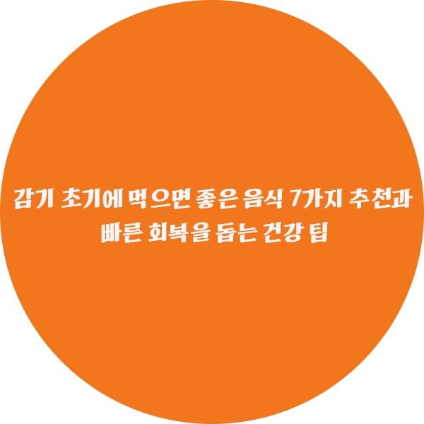 감기 초기에 먹으면 좋은 음식 7가지 추천과 빠른 회복을 돕는 건강 팁