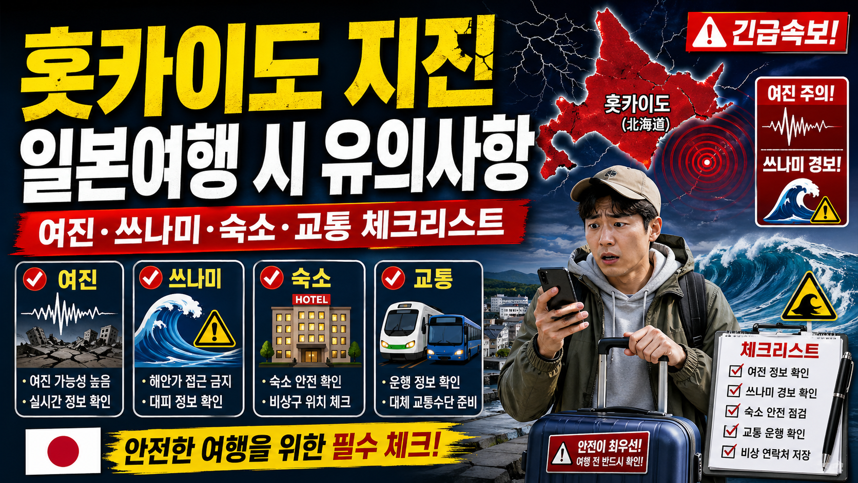 홋카이도 지진 일본여행 시 유의사항｜여진&middot;쓰나미&middot;숙소&middot;교통 체크리스트