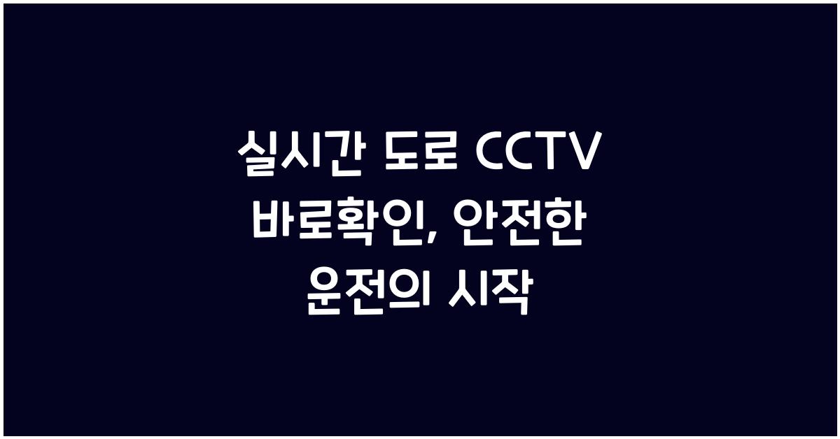 실시간 도로 cctv 바로확인