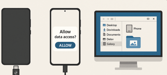 USB 케이블을 이용한 사진 백업