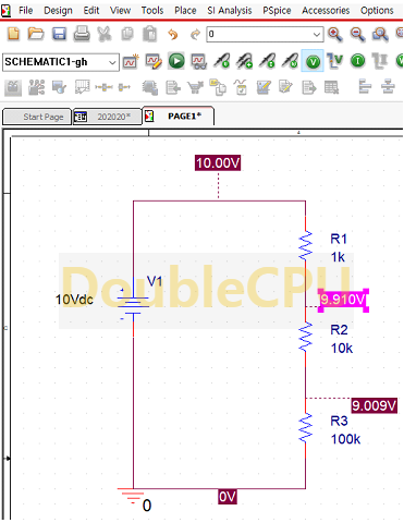 10V-1k,10k,100k옴-회로3-구성-및-시뮬레이션-결과