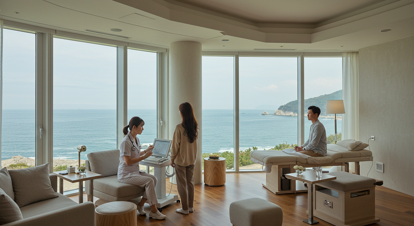 여행중 검진받는 융합섭비스