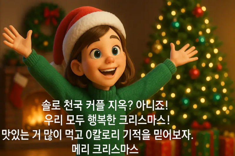 산타모자 여자 친구 연말 분위기 살리는 문구