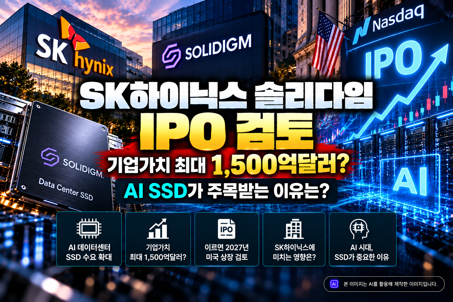 SK하이닉스 솔리다임 미국 IPO 검토와 기업가치 1500억달러, AI 데이터센터 SSD 성장 전망