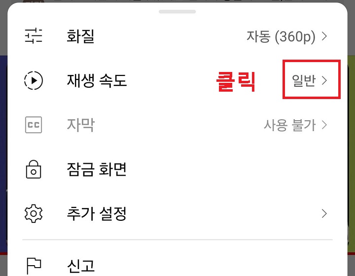 재생속도 클릭함