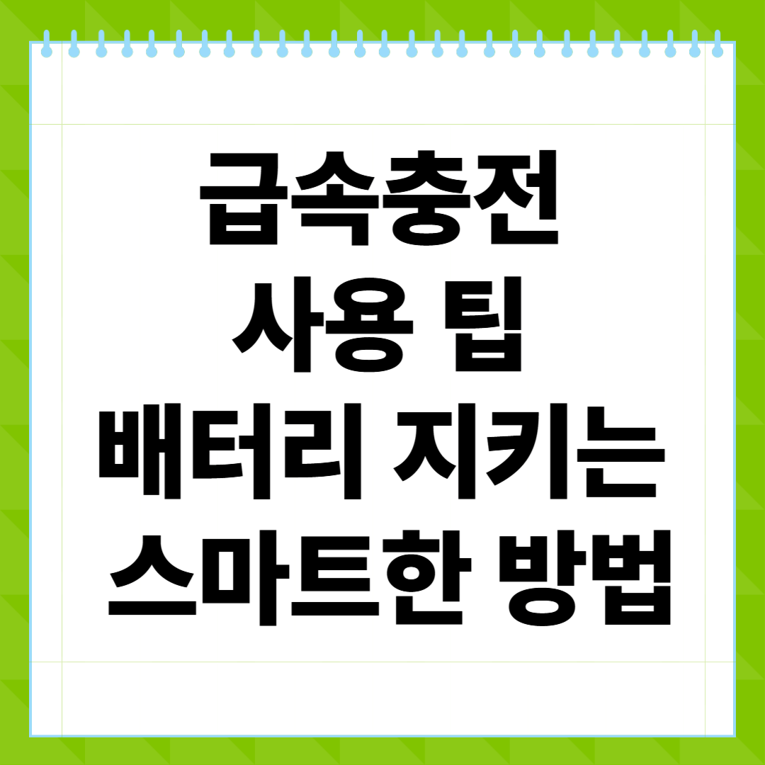 급속충전 사용 팁, 배터리 지키는 스마트한 방법