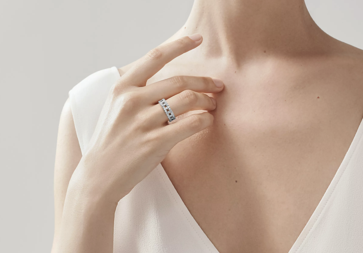 김남주 반지 Tiffany True 와이드링 화이트골드