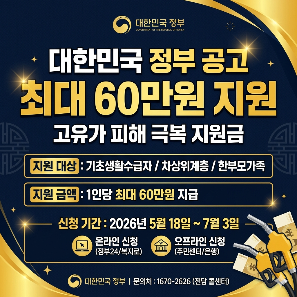 alt="2026 고유가 피해지원금 최대 60만원 신청방법 대상 총정리"
