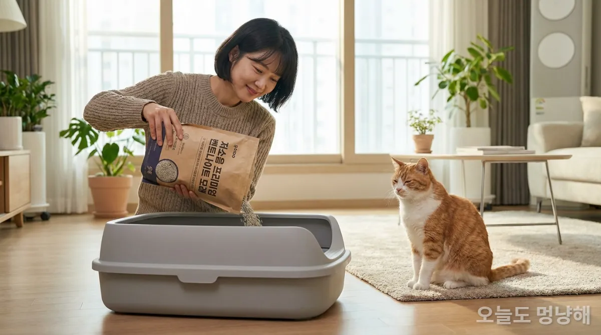 안전한 고양이 모래를 선택하고 관리하는 집사