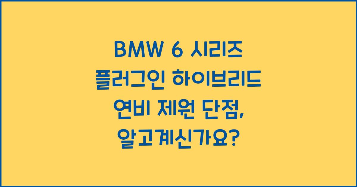 BMW 6 시리즈 플러그인 하이브리드 연비 제원 단점