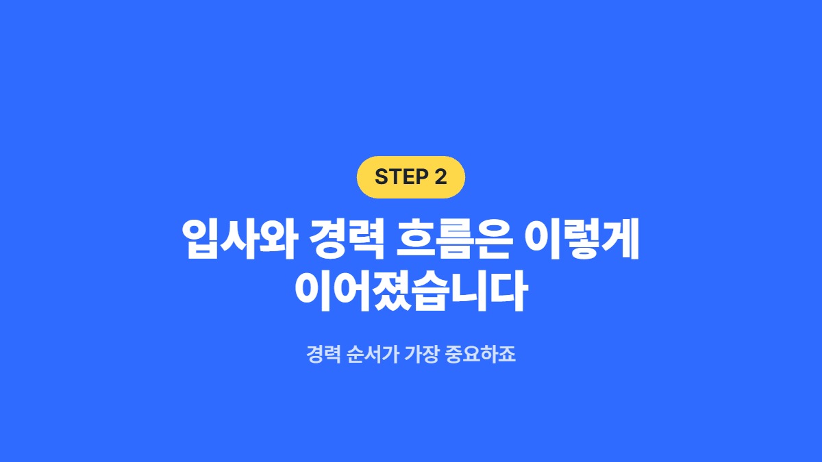 입사와 경력 흐름은 이렇게 이어졌습니다 &mdash; 경력 순서가 가장 중요하죠