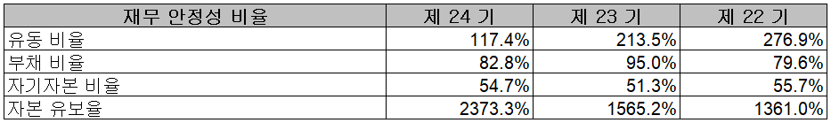 텔레칩스 - 재무 안정성 비율