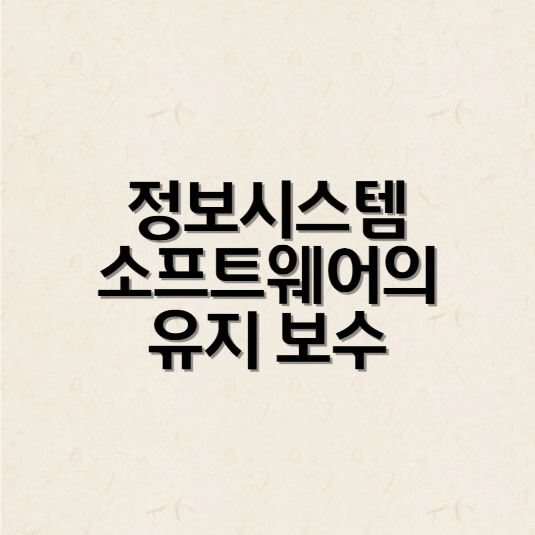 정보시스템 소프트웨어의 유지 보수