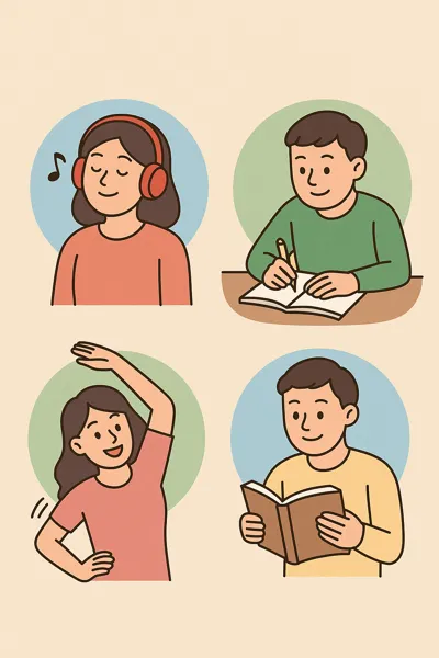 스트레스 해소 활동 만화 이미지