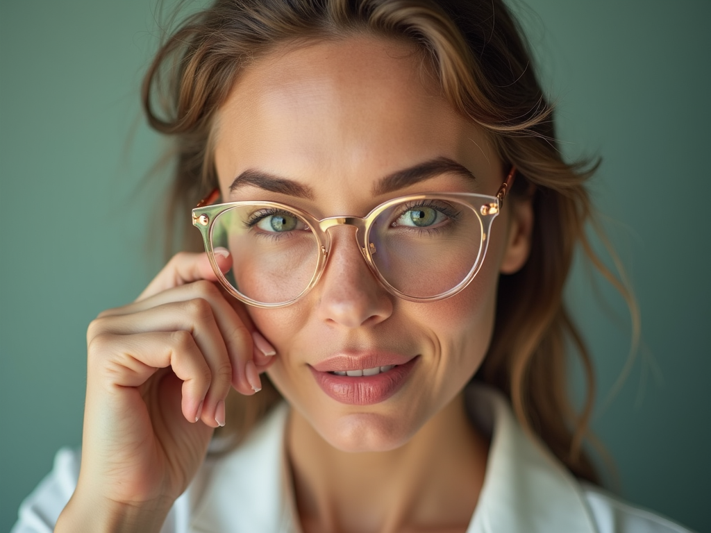 안경을 낀 여의사의 모습입니다.