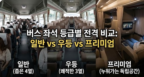우등버스 일반버스 차이 및 프리미엄 버스