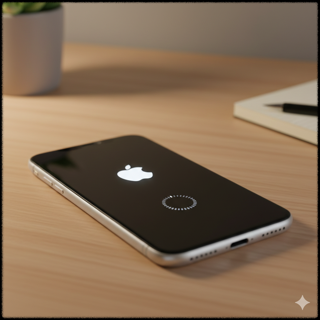 소프트웨어 오류로 재부팅되는 스마트폰 화면