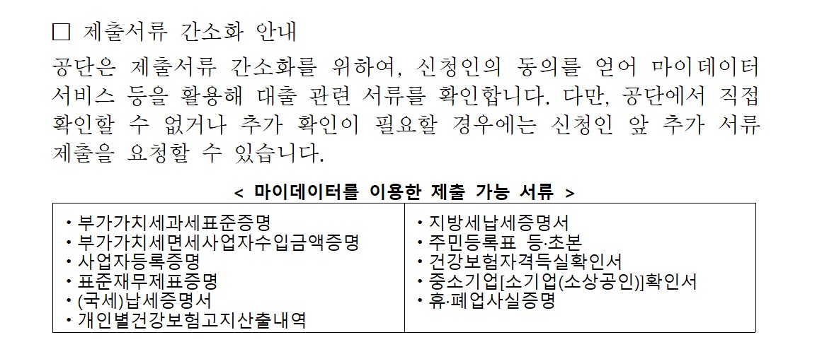 소상공인 전통시장자금 필요서류