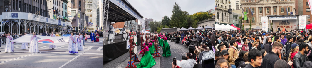 To celebrate Korean culture and the diversity of New York City&rsquo;s
immigrant communities
▪ To promote the bridging of and mutual respect between
Korean and American cultures
▪ To promote local businesses and community organizations
▪ To introduce New York City residents and
tourists to Korean culture, including food and
traditional performances 코리안퍼레이드