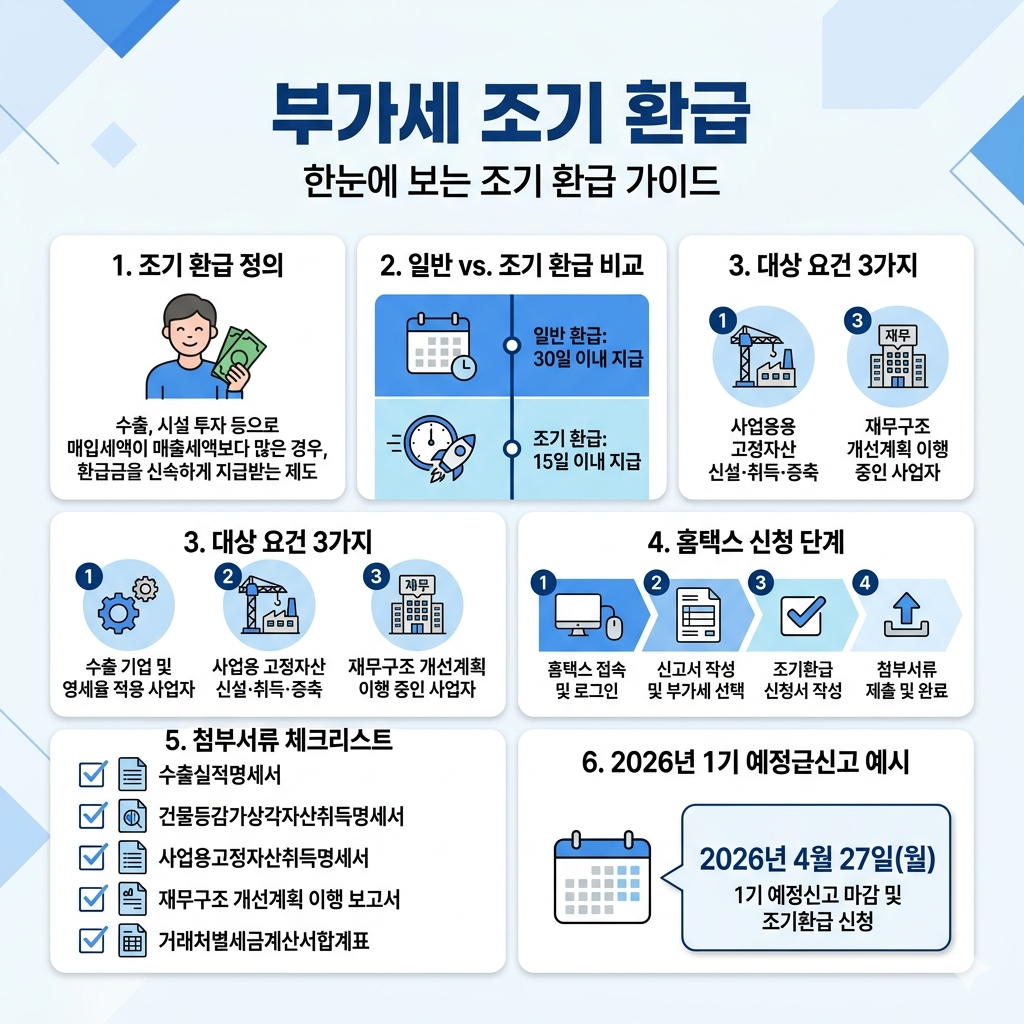 부가세 조기 환급 대상부터 신청 방법 인포그래픽