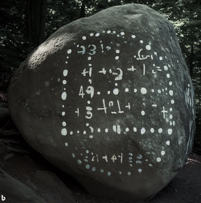 분필로 수식이 적힌 점판암