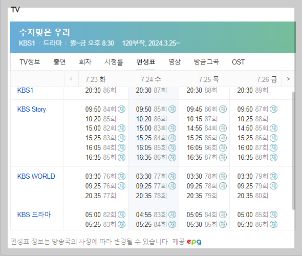 수지맞은 우리 재방송 시간