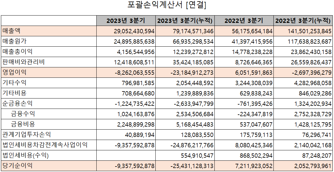 원익피앤이 - 손익계산서