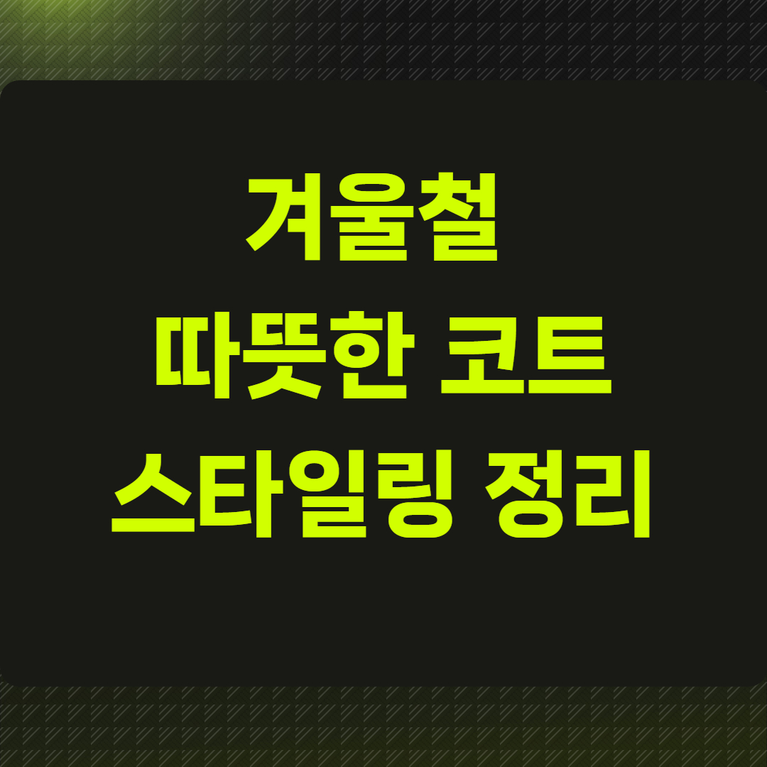 겨울철 따뜻한 코트 스타일링 정리