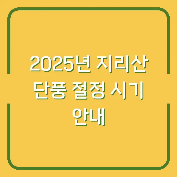 2025년 지리산 단풍 절정 시기 안내