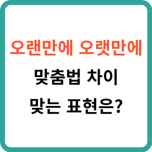 오랜만에 오랫만에 맞춤법 차이: 맞는 표현은? 썸네일