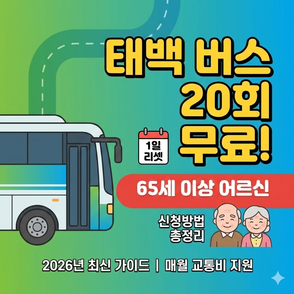 2026년 태백시 65세 이상 어르신 대상 월 20회 시내버스 무료 이용 지원 사업의 신청 방법 및 혜택 안내 이미지