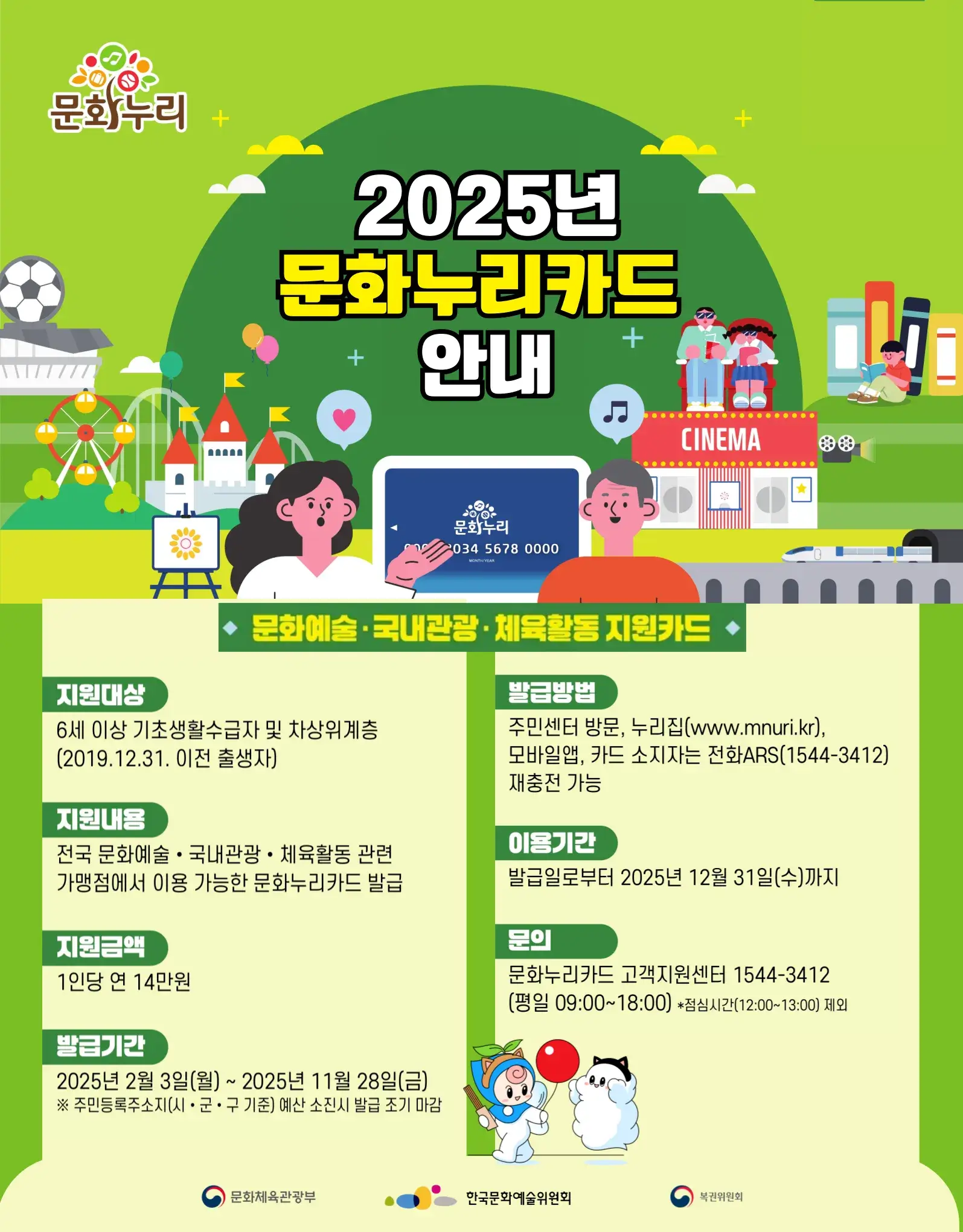 2025년 문화누리카드 안내를 위한 대표 이미지