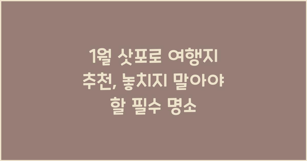 1월 삿포로 여행지 추천